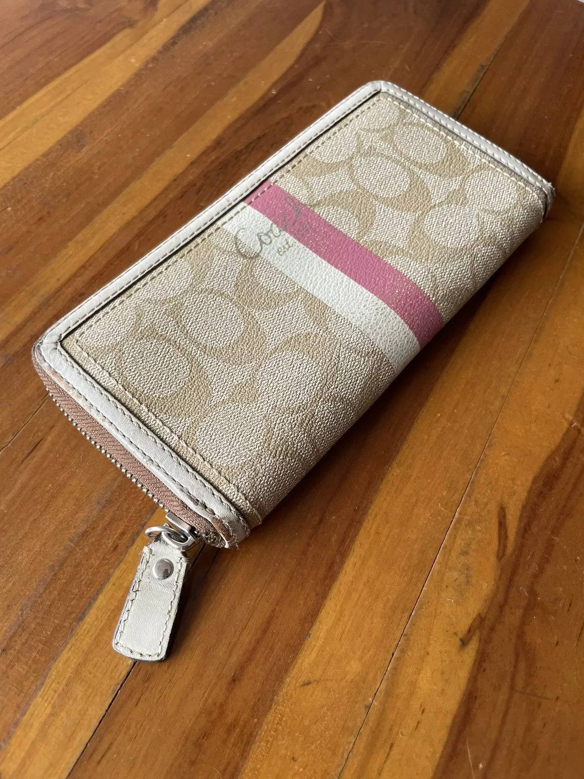 Coach Wallets Coach Signature Monogram Long Wallet Beige