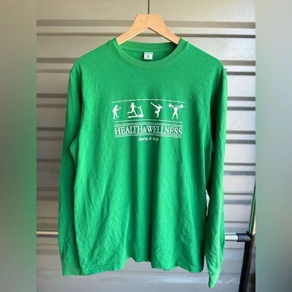 Designer Long Sleeve T Shirts Designer × Sporty & Rich NEW SPORTY & RICH GREEN LONG SLEEVE T-SHIRT SZ MEDIUM M