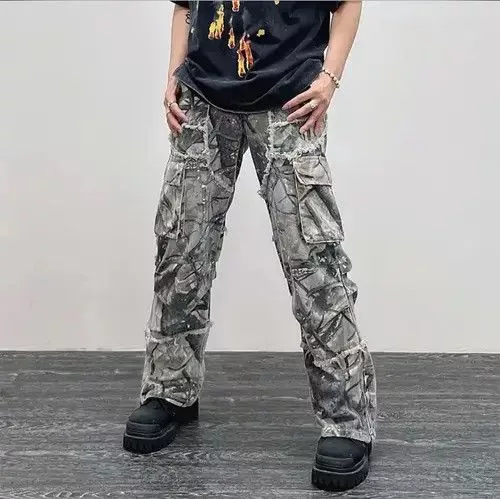 Jean Denim Jean Technical Camouflage Cargo Pant Multi Avant-Garde