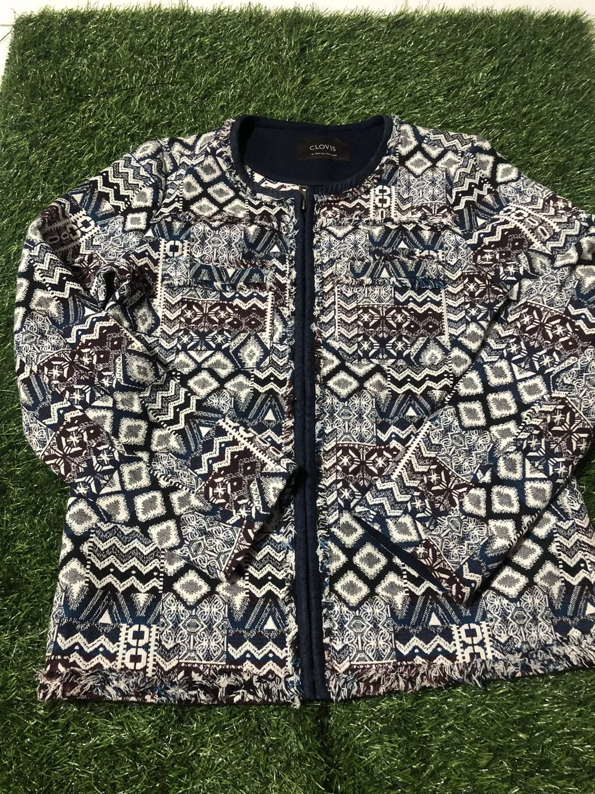 Vintage Blazers Vintage OUTER x CLOVIS PATTERN BLACK WHITE