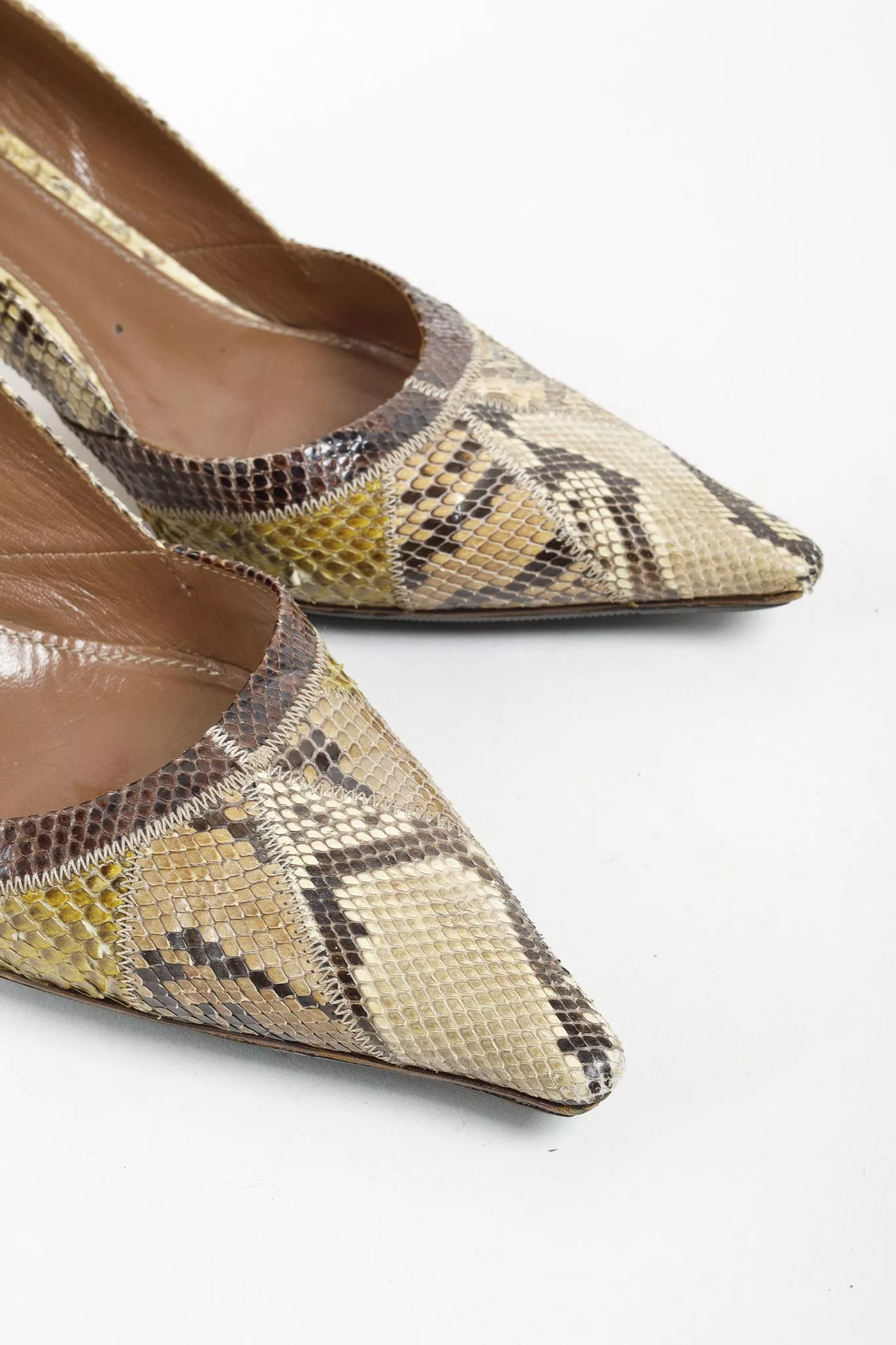 Prada Heels Prada Brown Patchwork Python D'Orsay Pumps Multi