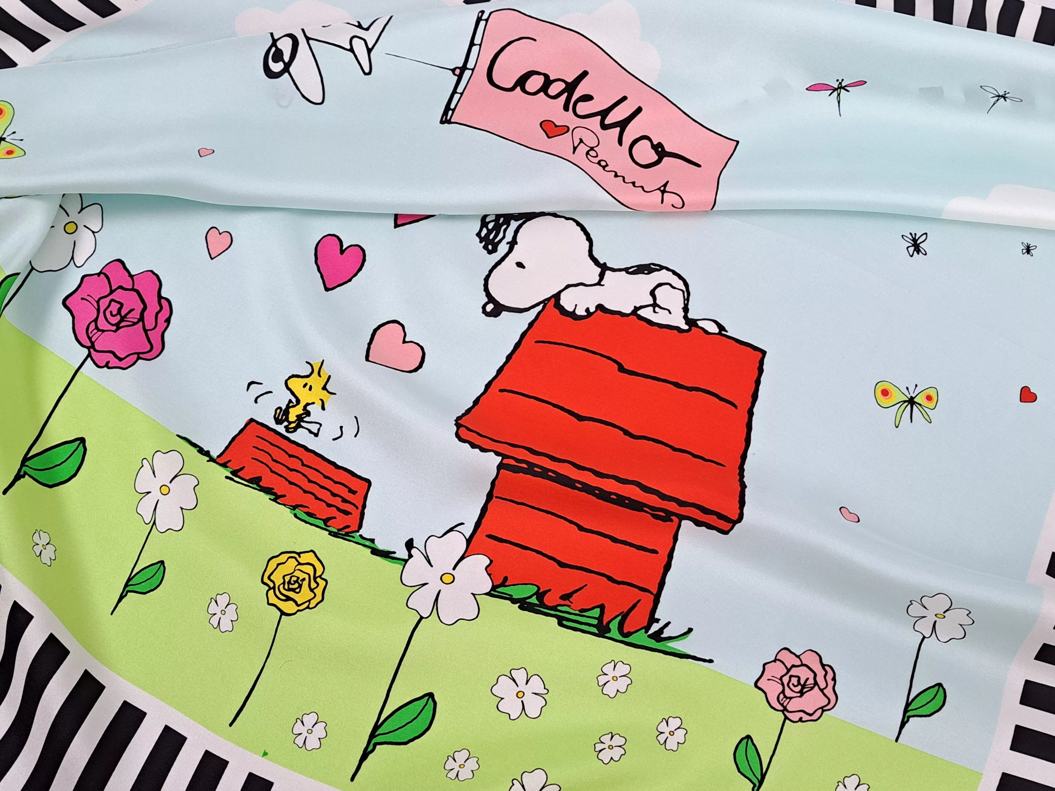 Designer Scarves Designer CODELLO Loves Peanuts - Snoopy - funy silk scarf. Multi
