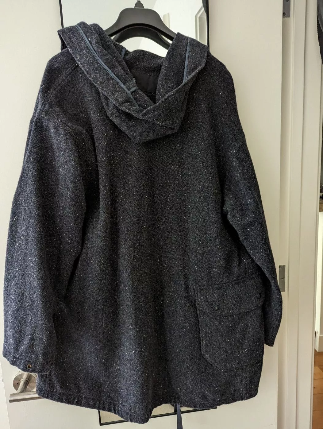 Engineered Garments Parkas Engineered Garments Navy Herringbone Donegal Wool Tweed Madison Parka Blue