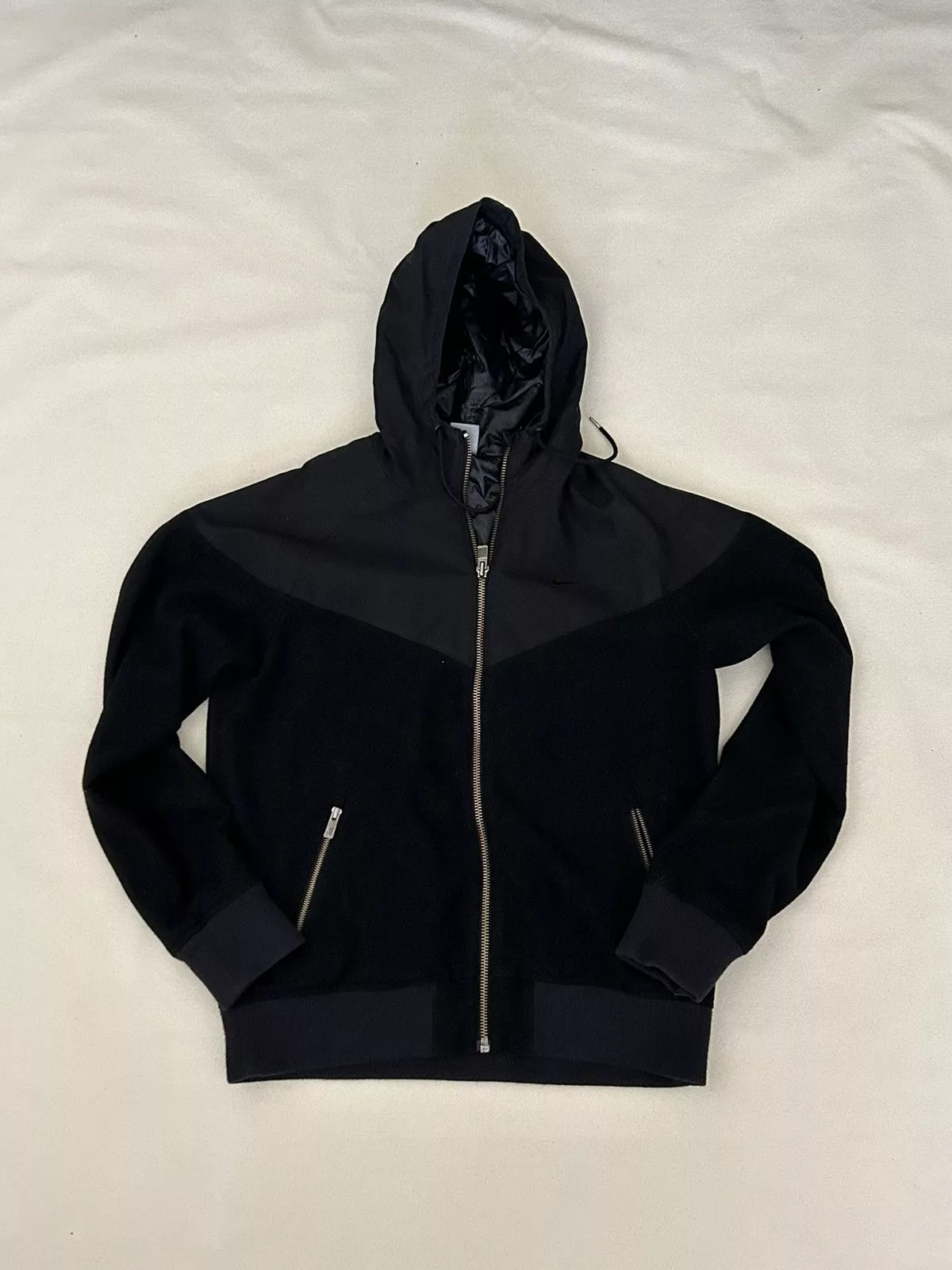 Nike Light Jackets Nike double black zip front wool blend hooded sweatshirt
