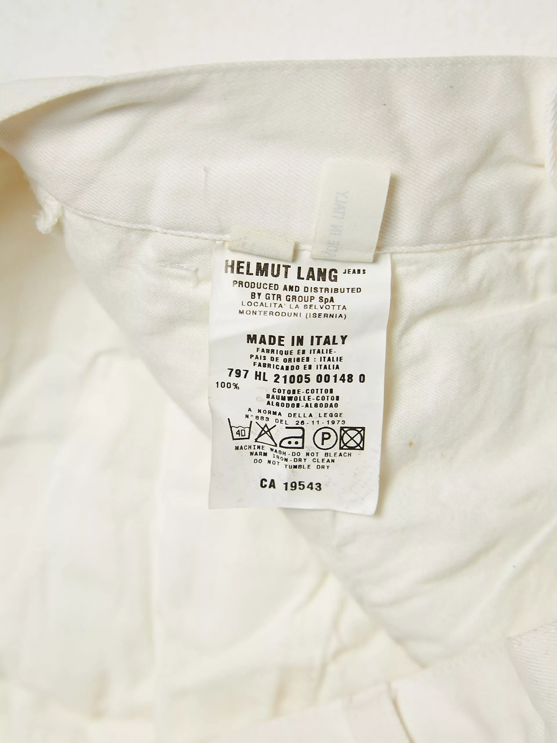 Helmut Lang Denim Helmut Lang White Buttoned Cotton Jeans
