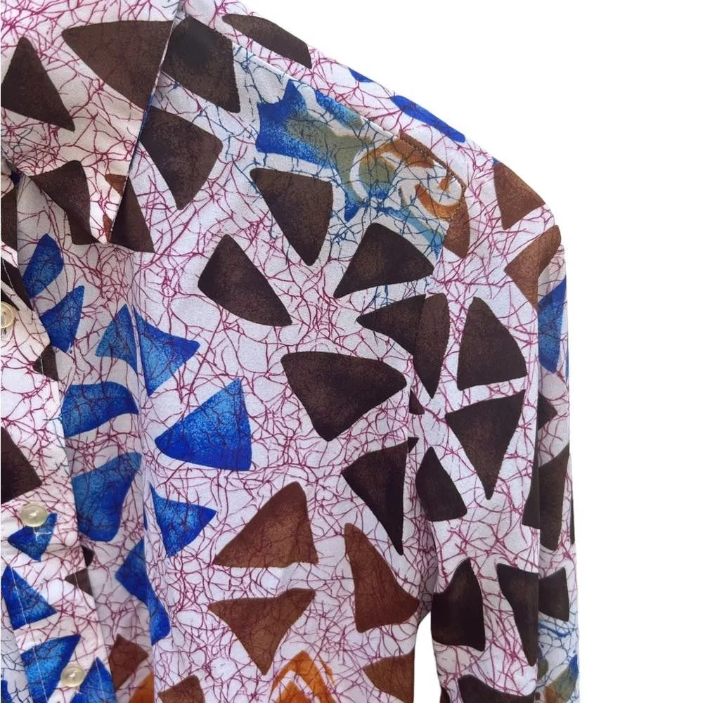 Lanvin Button Ups Lanvin Vintage Geometric Print Button Down Shirt Size Small Blue