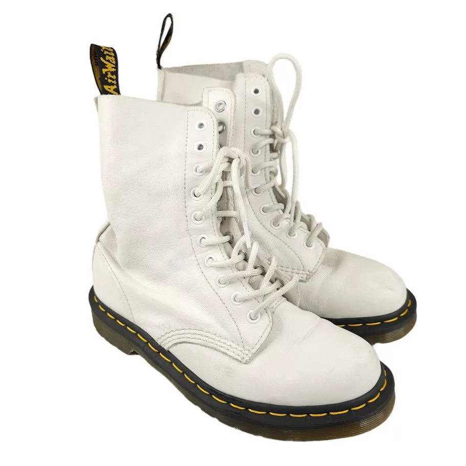 Dr. Martens Boots Dr. Martens Dr Martens Lace Up Boots Womens Size 8 White 1460 Leather