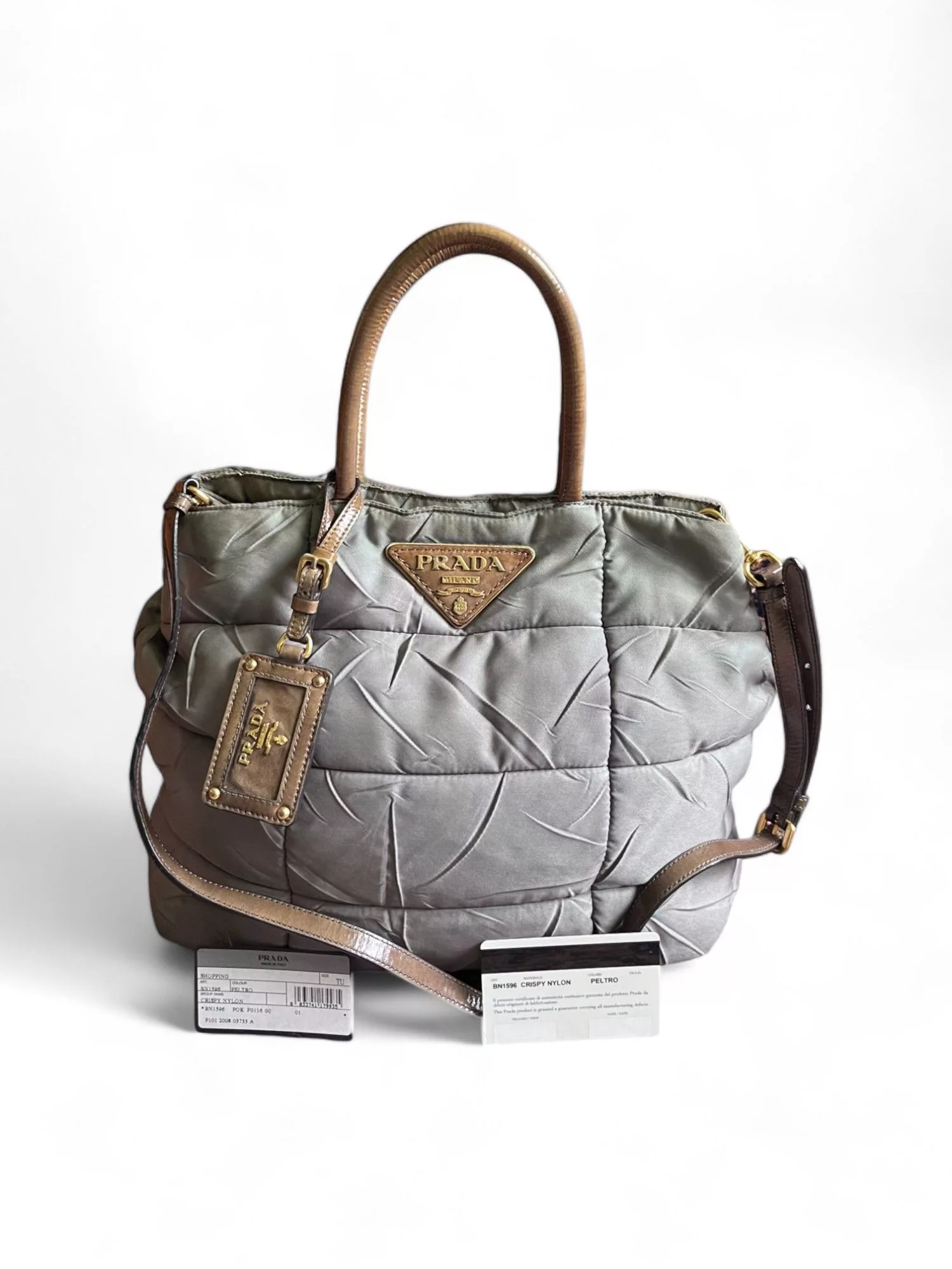 Prada Handle Bags Prada - Tessuto Crispy Nylon Peltro Handbag Shoulder Bag Blue