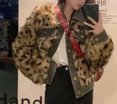 Hypebeast Jackets Hypebeast × Japanese Brand Jack Retro patchwork leopard print turf design jacket Brown Vintage