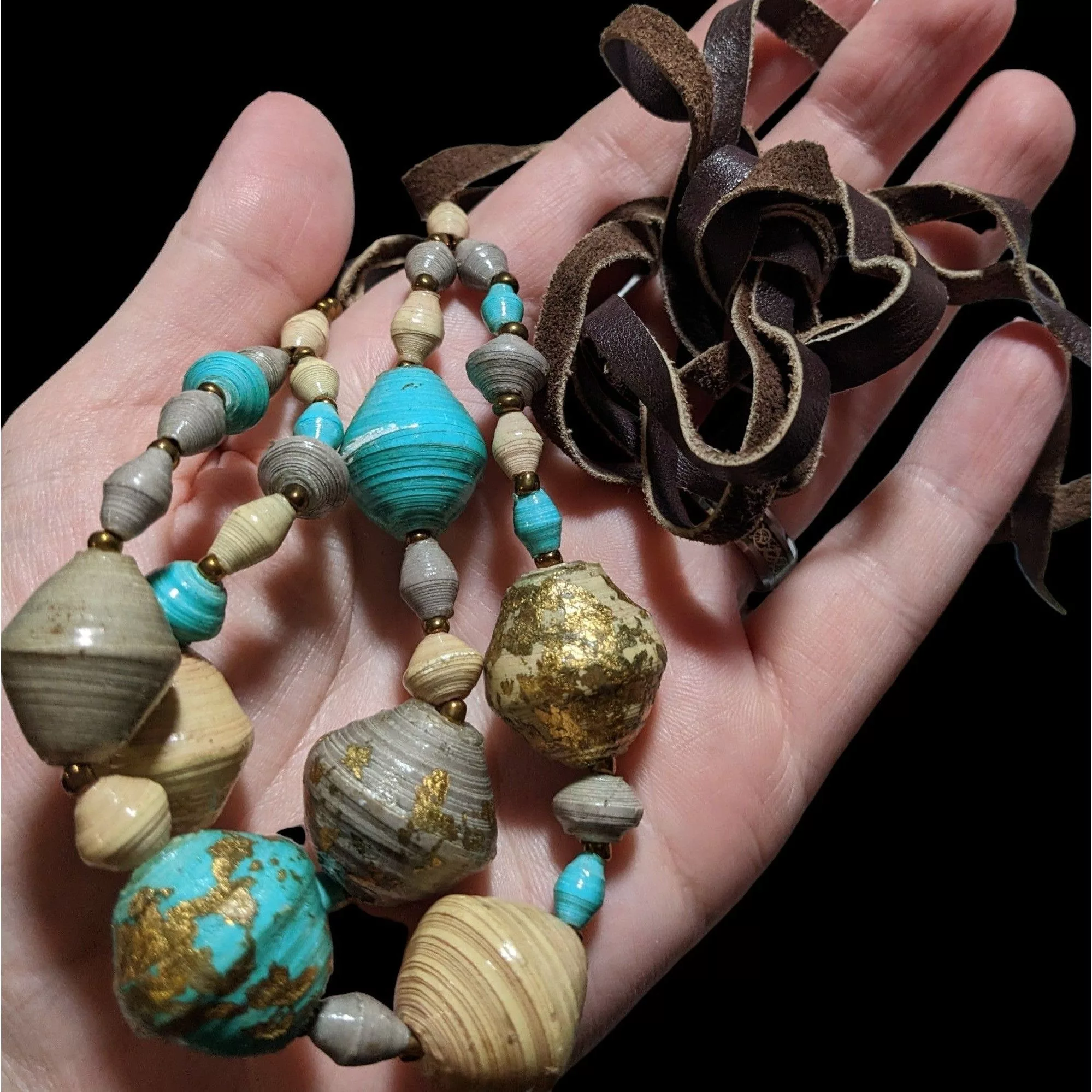 Other Necklaces Other Bohemian Beaded Gold Flake Necklace Multi