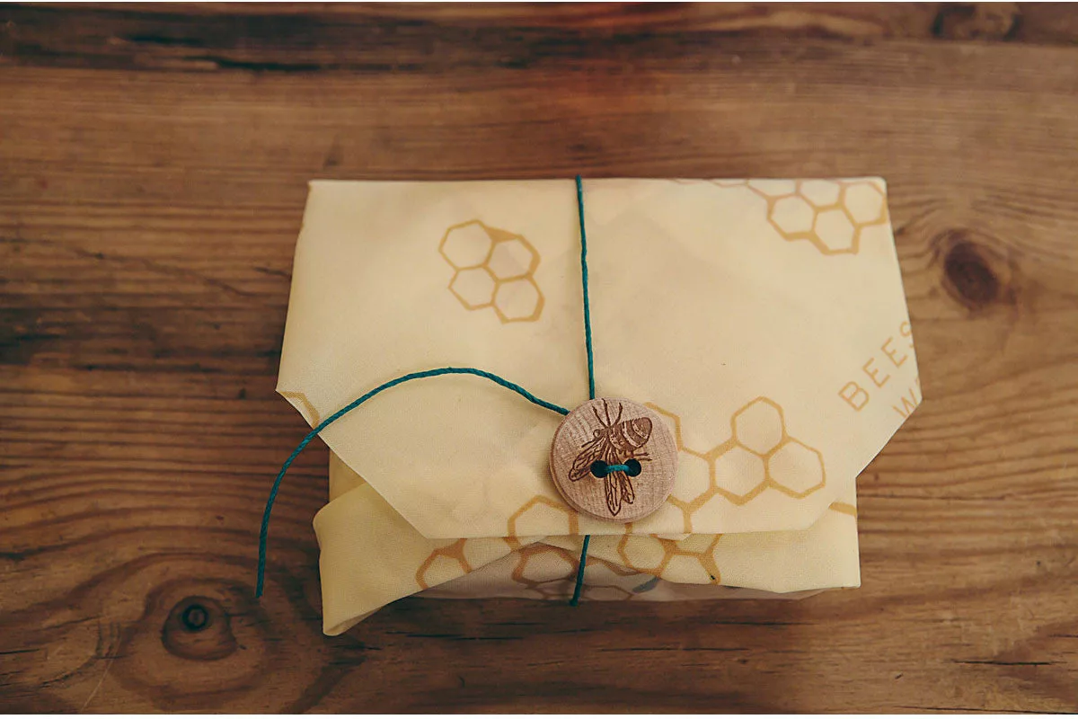 Sandwich Wrap w/Wooden Bee Button & Hemp Twine