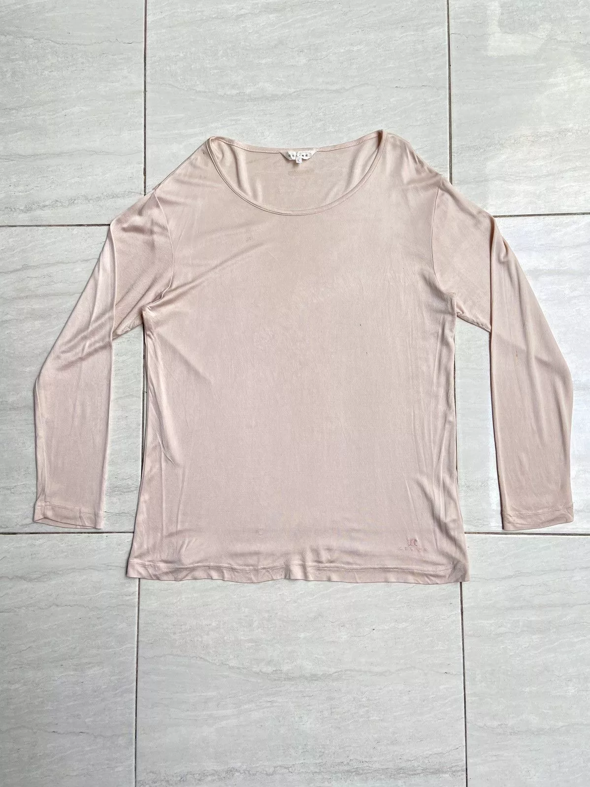 Celine Long Sleeve T Shirts CELINE Pink Long Sleeve T-shirt Streetwear