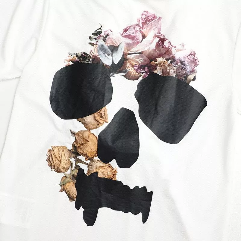 Comme des Garcons Homme Short Sleeve T Shirts Comme des Garcons Homme Short Sleeve Ruffle Decoration Printed Cotton White