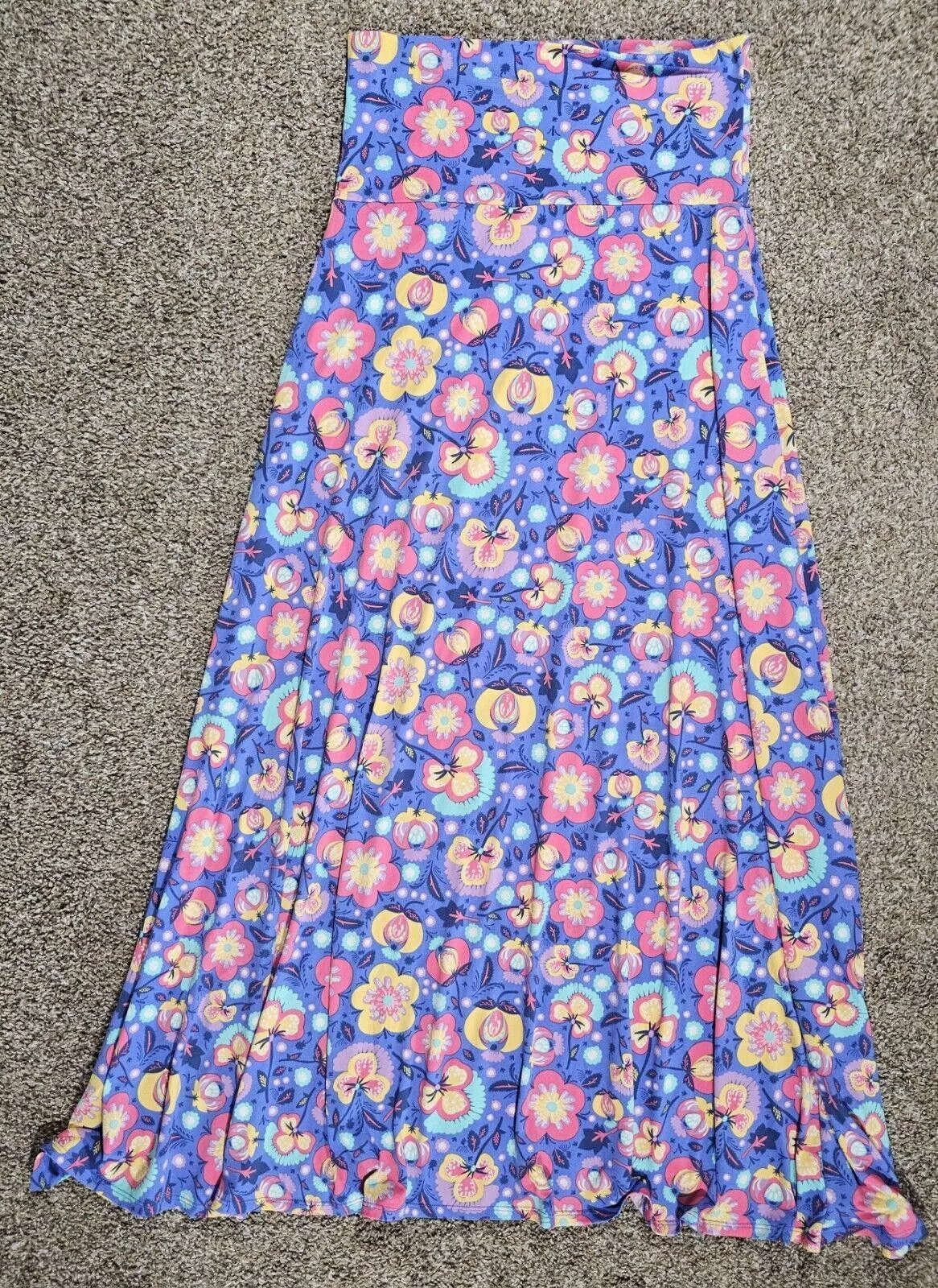 Designer Midi Skirts Designer LuLaRoe bright floral maxi skirt dress M Purple