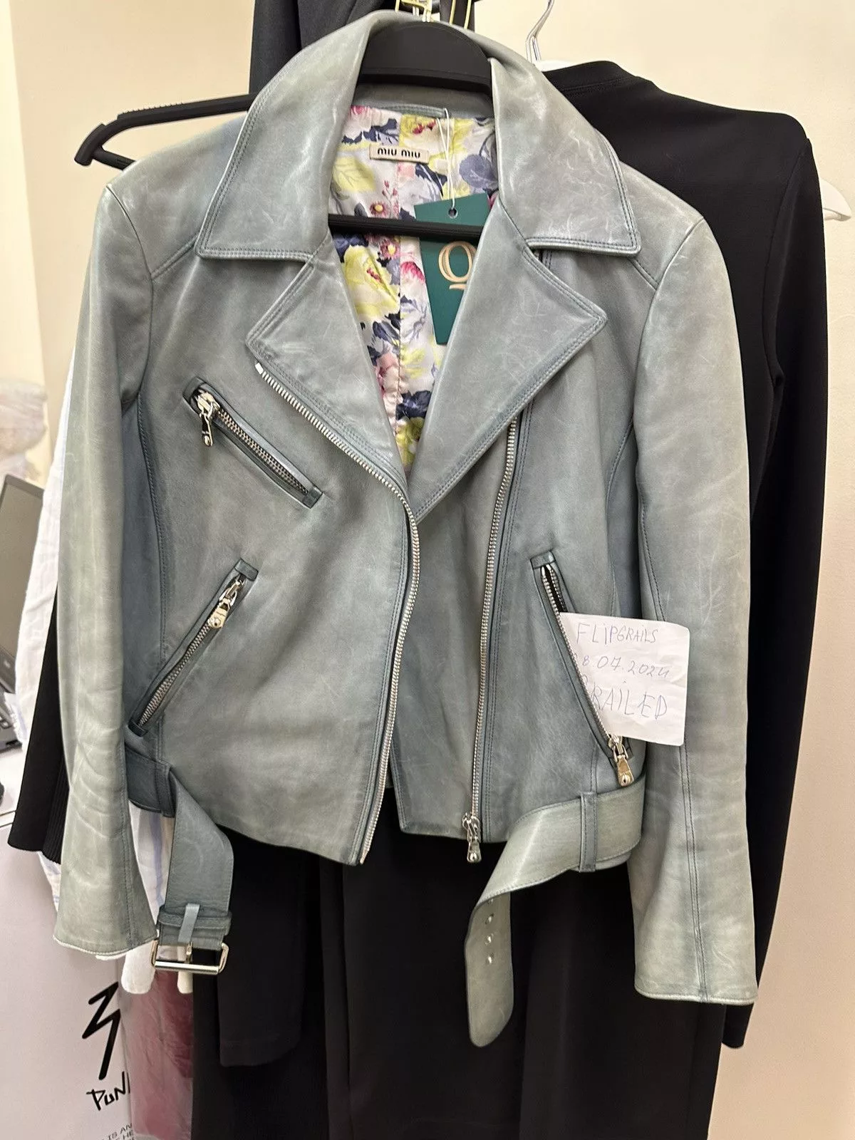 Miu Miu Leather Jackets Miu Miu Leather cropped jacket Blue
