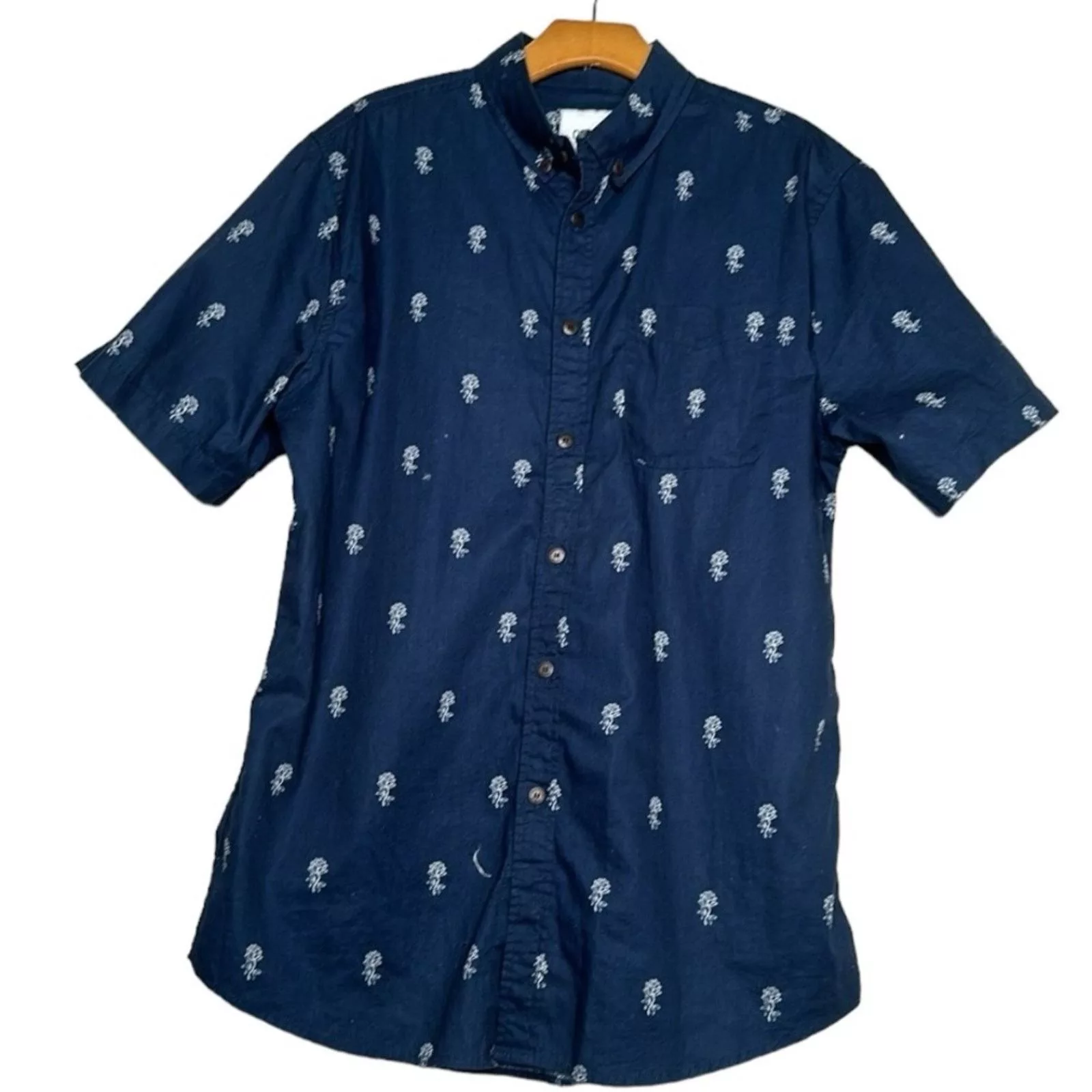 Katin Shirts Button Ups Katin Floral Short Sleeve Button Down Shirt Blue Sz LRG