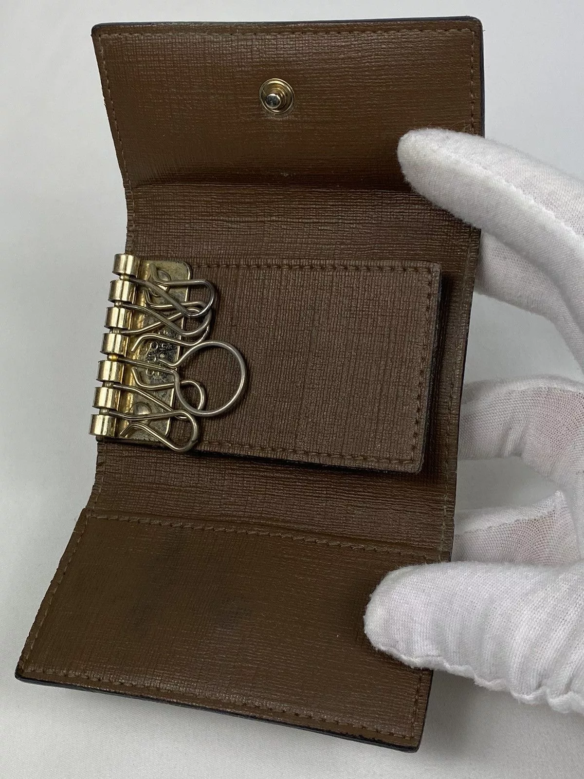 Gucci Wallets Gucci GG Monogram Buckle Key Holder Brown