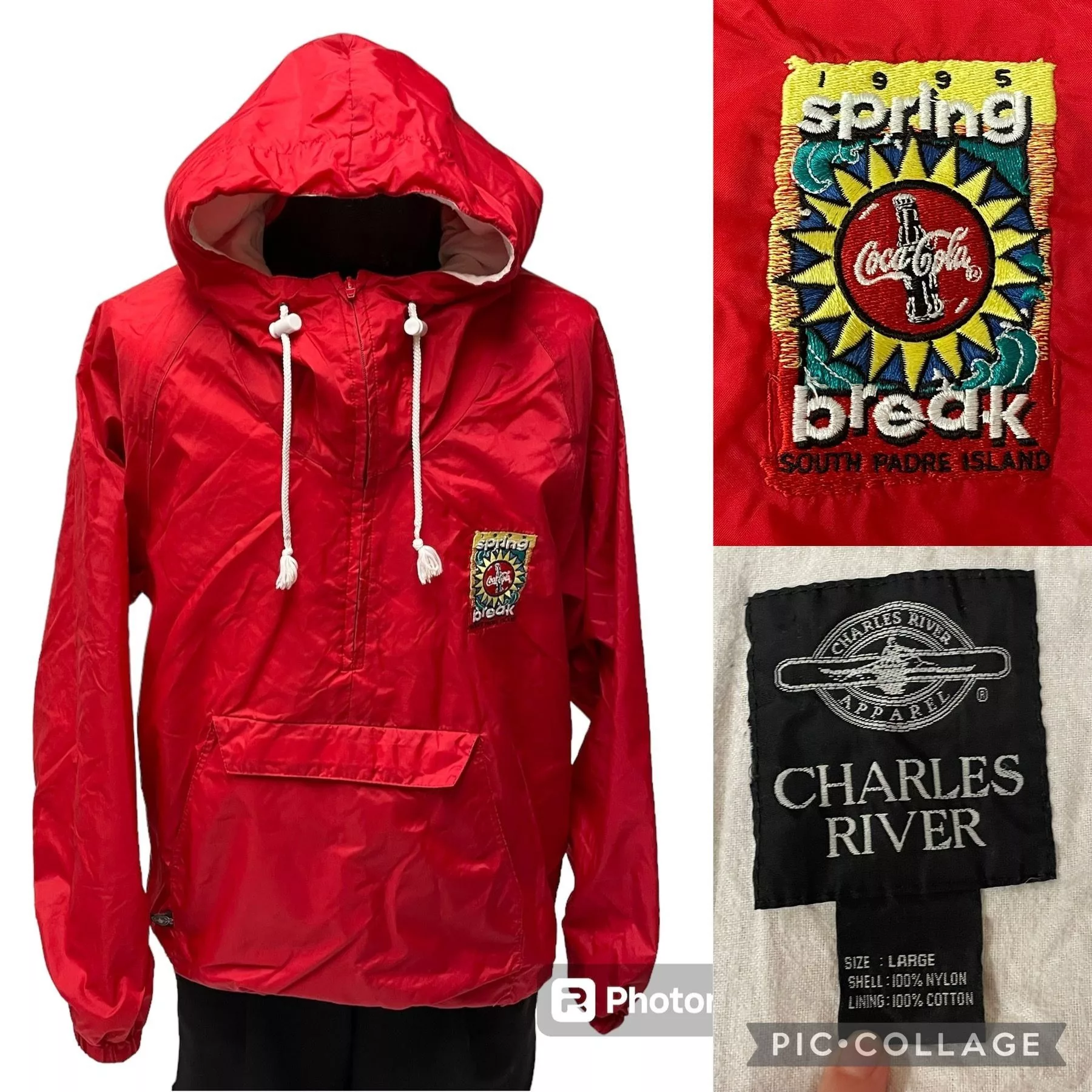 Other Light Jackets Other Vtg Charles River SPRING BREAK South Padre Coca Cola Jacket Red