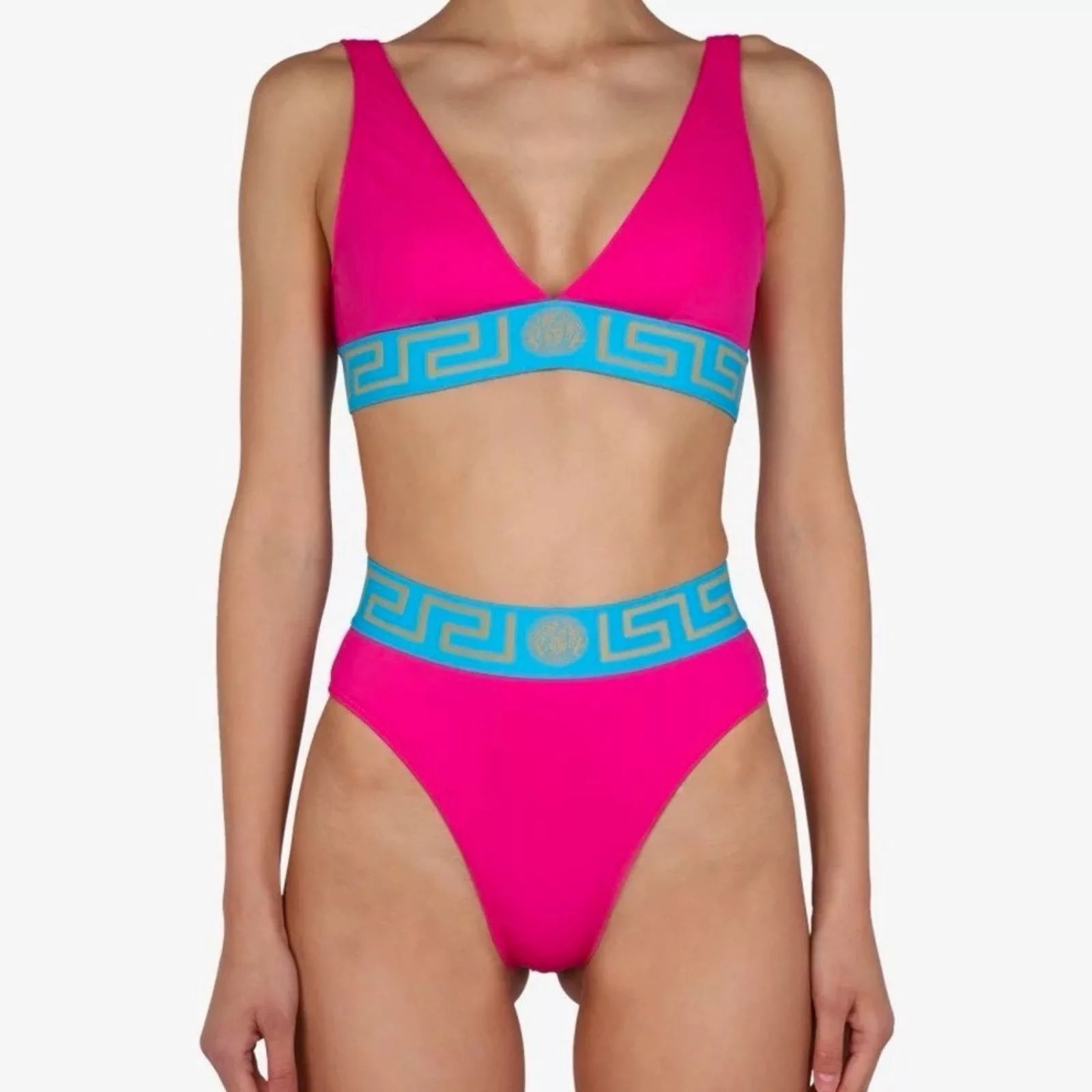 Versace Miscellaneous Versace NWT SET bikini top & bottom! Pink & blue both XL 5