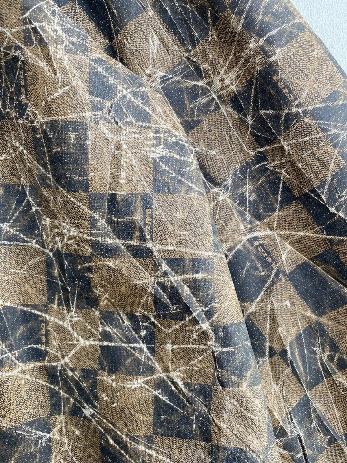 Fendi Jackets Fendi × Vintage 80s FENDI zucca all overprinted checkerboard oversize jacket Brown