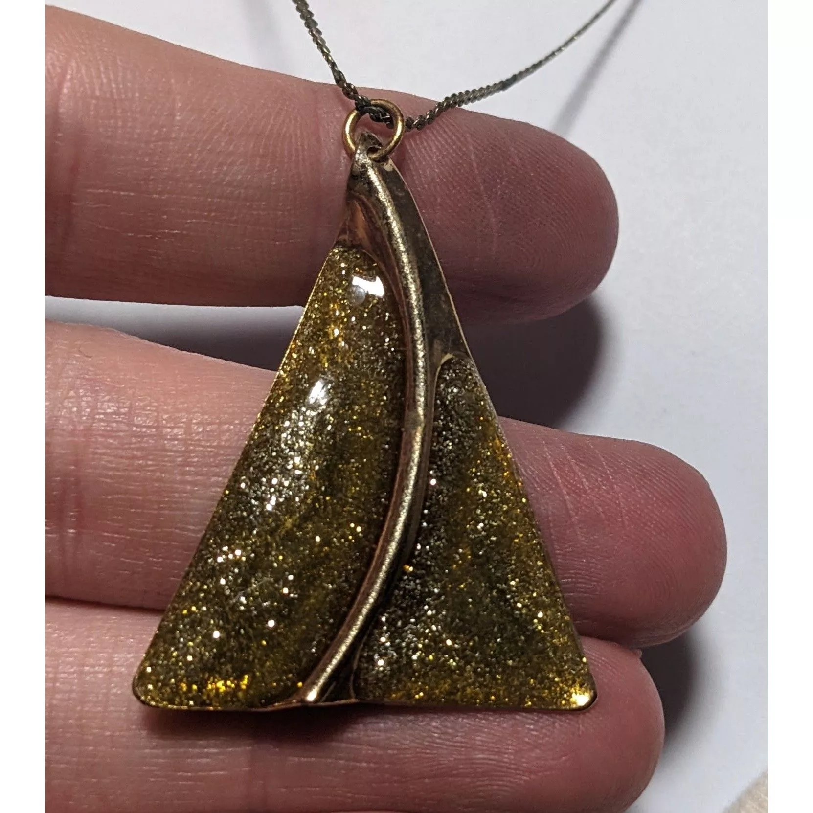 Other Necklaces Other Gold Glitter Triangle Pendant Necklace