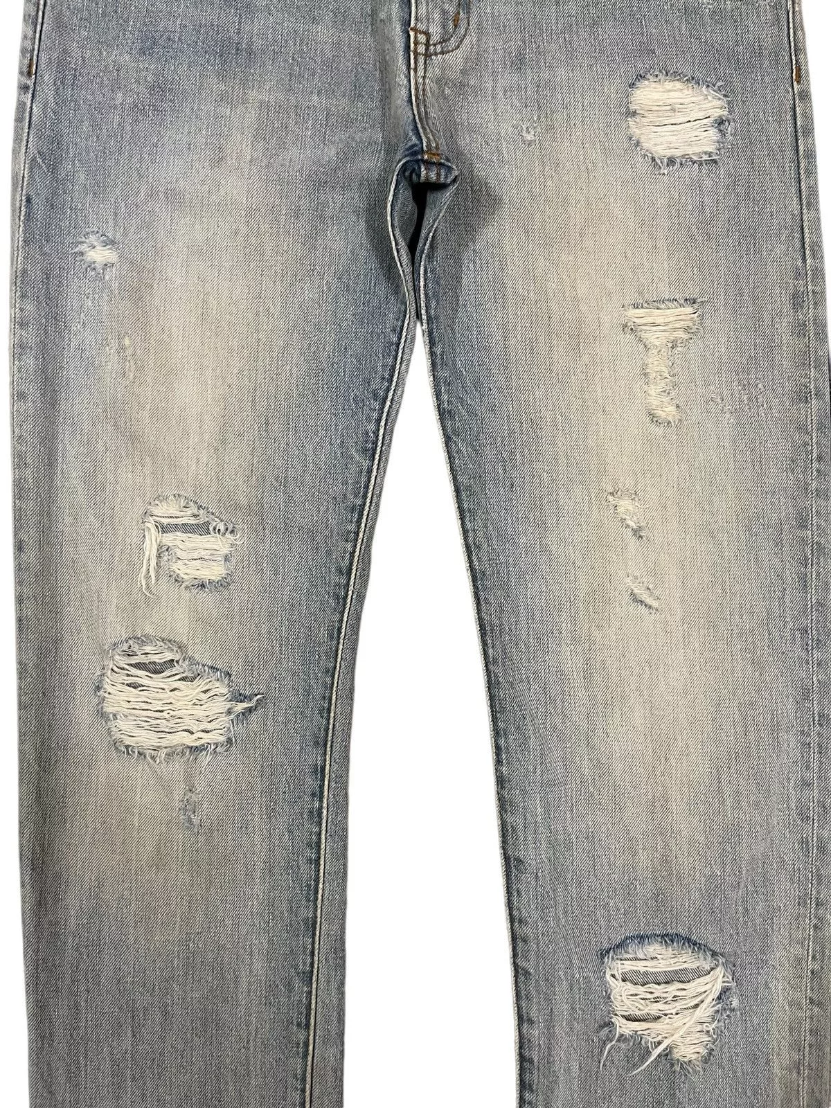 Designer Denim Designer Vintage Light Blue Heavy Distressed Regular Straight Jeans
