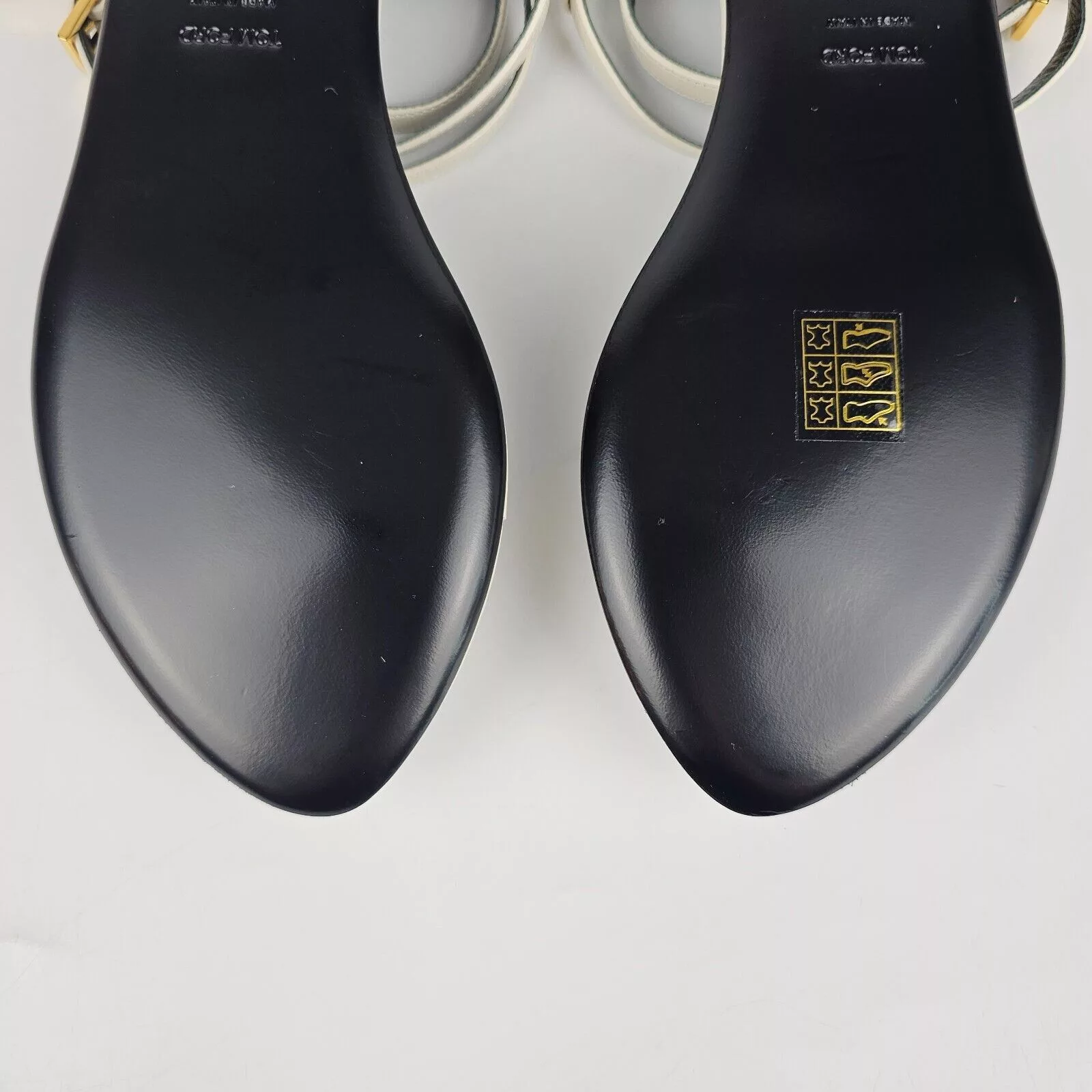 Tom Ford Flats Tom Ford Padlock White Leather Sandals New