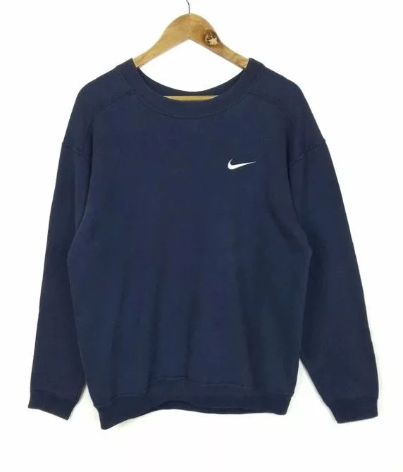 Nike Sweatshirts Nike × Vintage Vintage Nike White Tag Small Swoosh Logo Sweatshirt Blue Avant-Garde