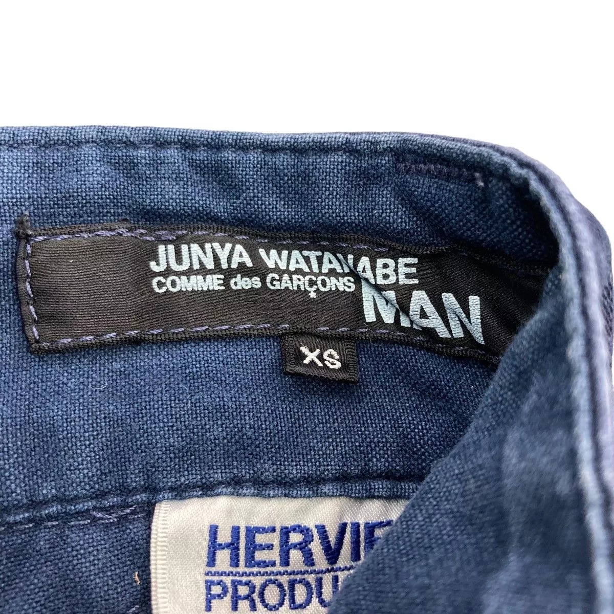 Junya Watanabe Cropped Pants Back Belt Straight Button Fly Navy Blue