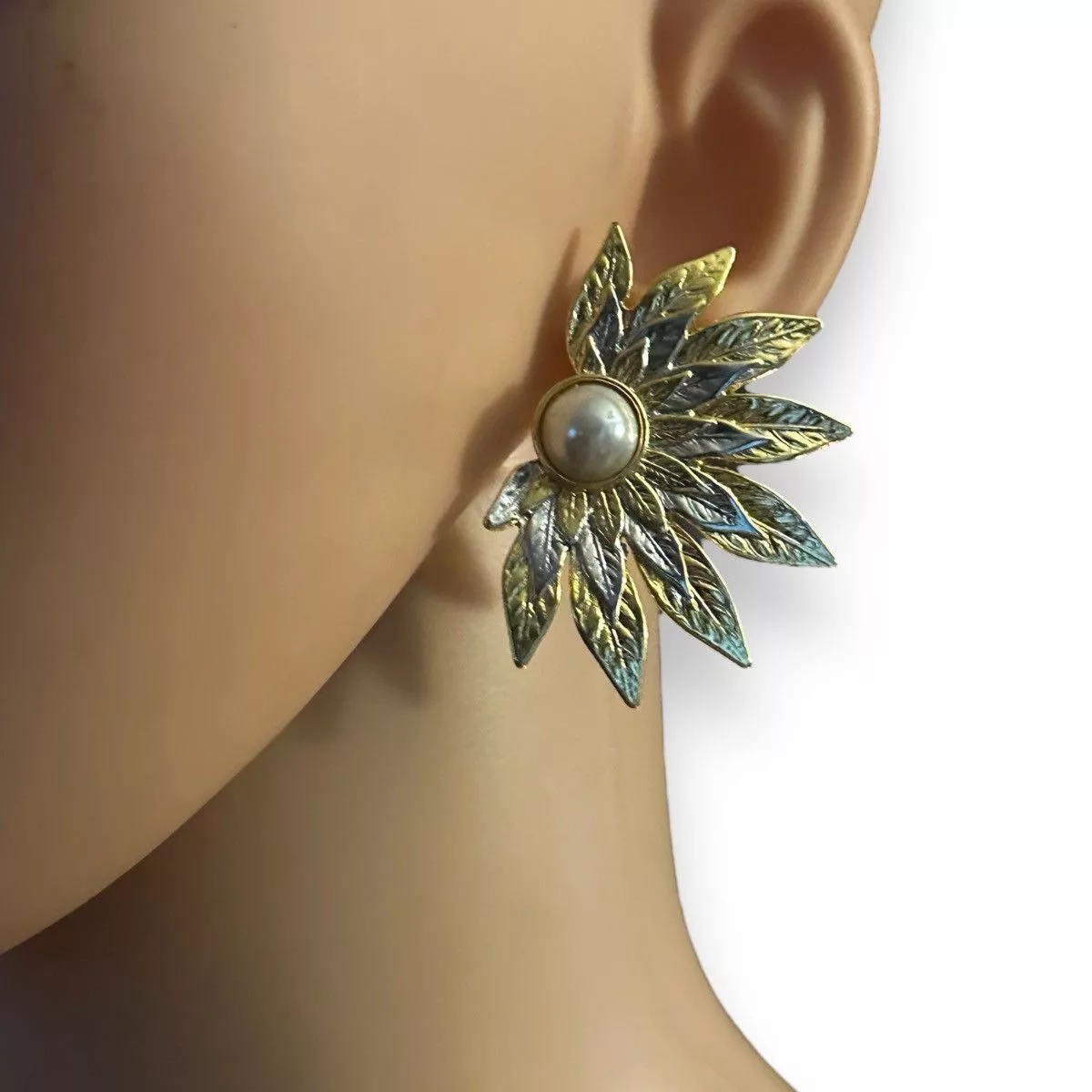 Other Earrings Other Two tone halved sunflower post earrings Silver