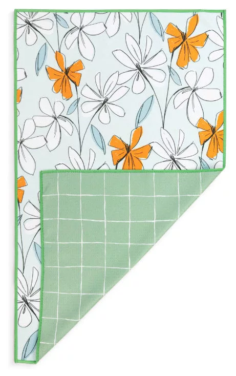 Windowpane Floral Absorbent 2 Sided Towel