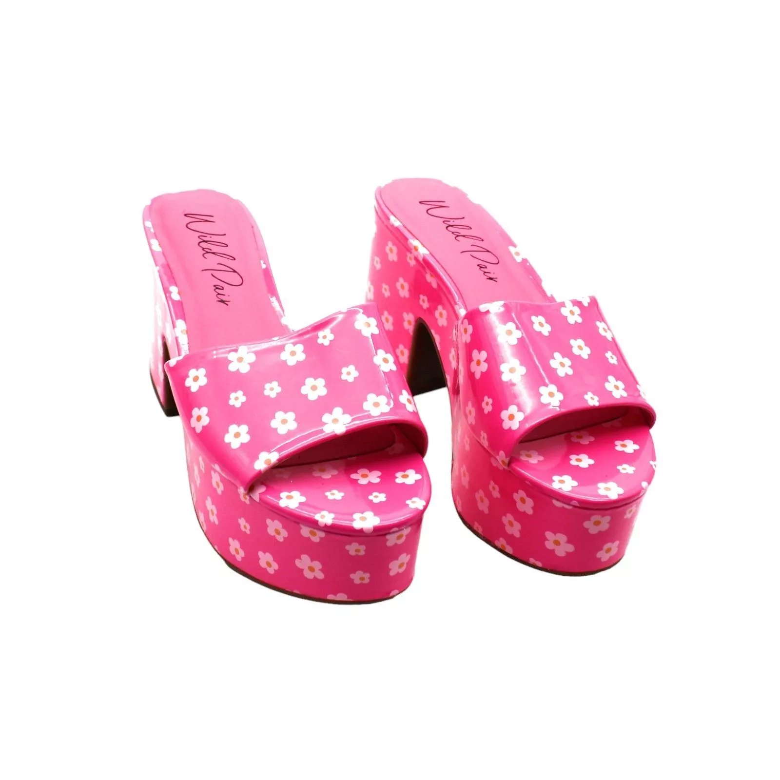Other Sandals Other Wild Pair Womens Pink Round Toe Block Heel Slip on Heeled Sa