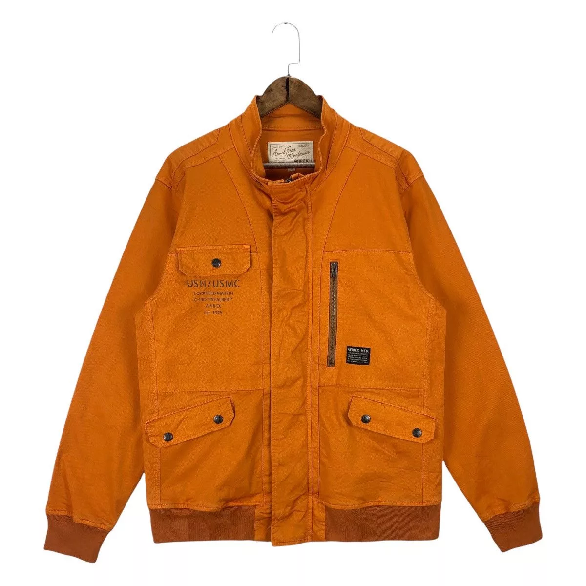 Avirex Light Jackets Avirex Lockheed Martin USN USMC Cotton Jacket Orange