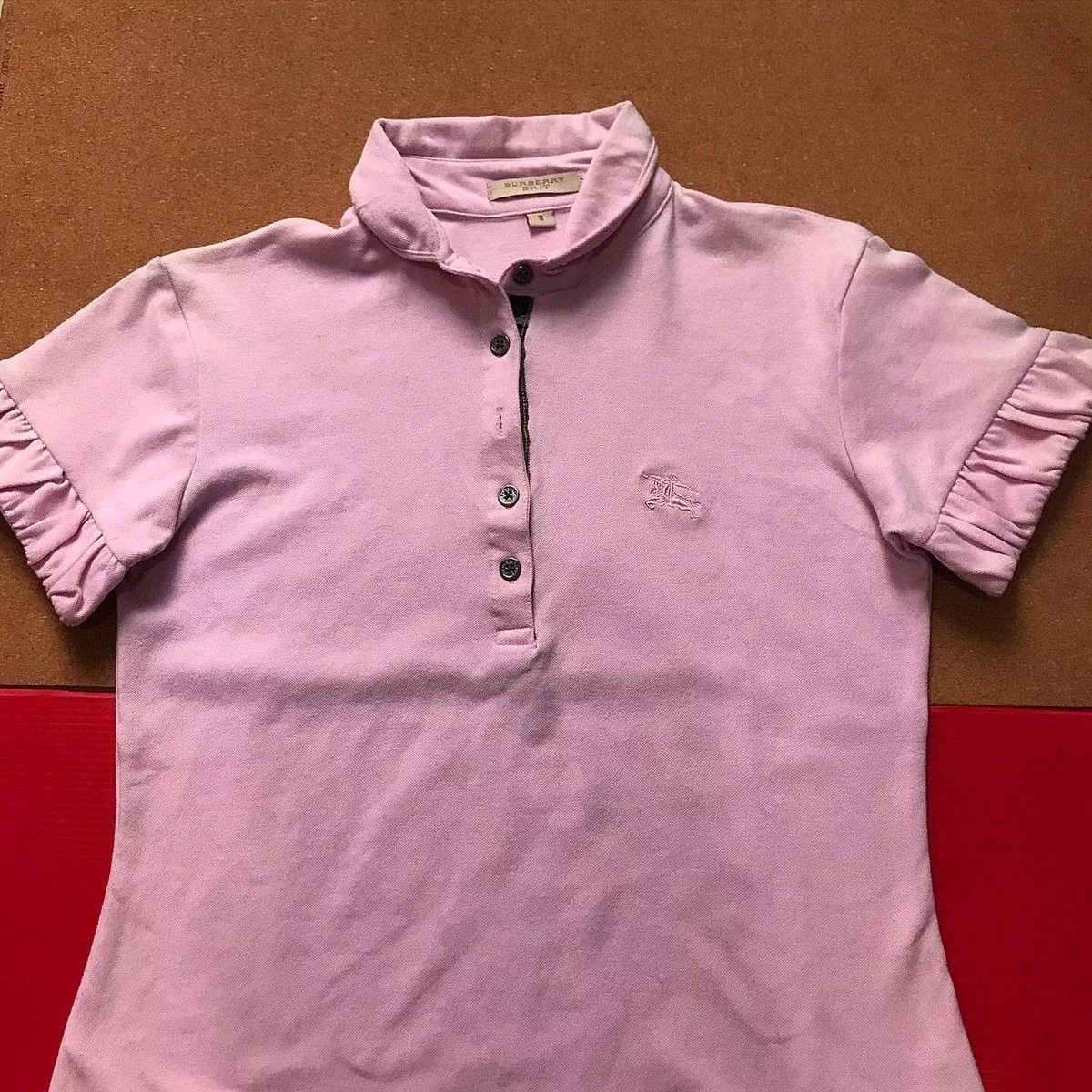 Burberry Polos Burberry × Vintage Luxury Burberry Brit Original Brand BURBERRY BRIT Embroidere Pink