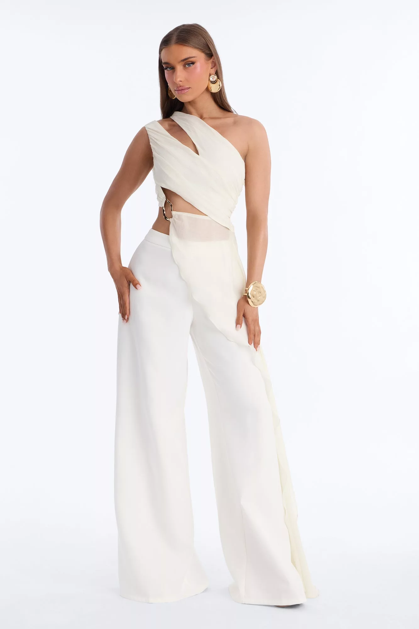 Beatrice Draped Pant Set - Ivory