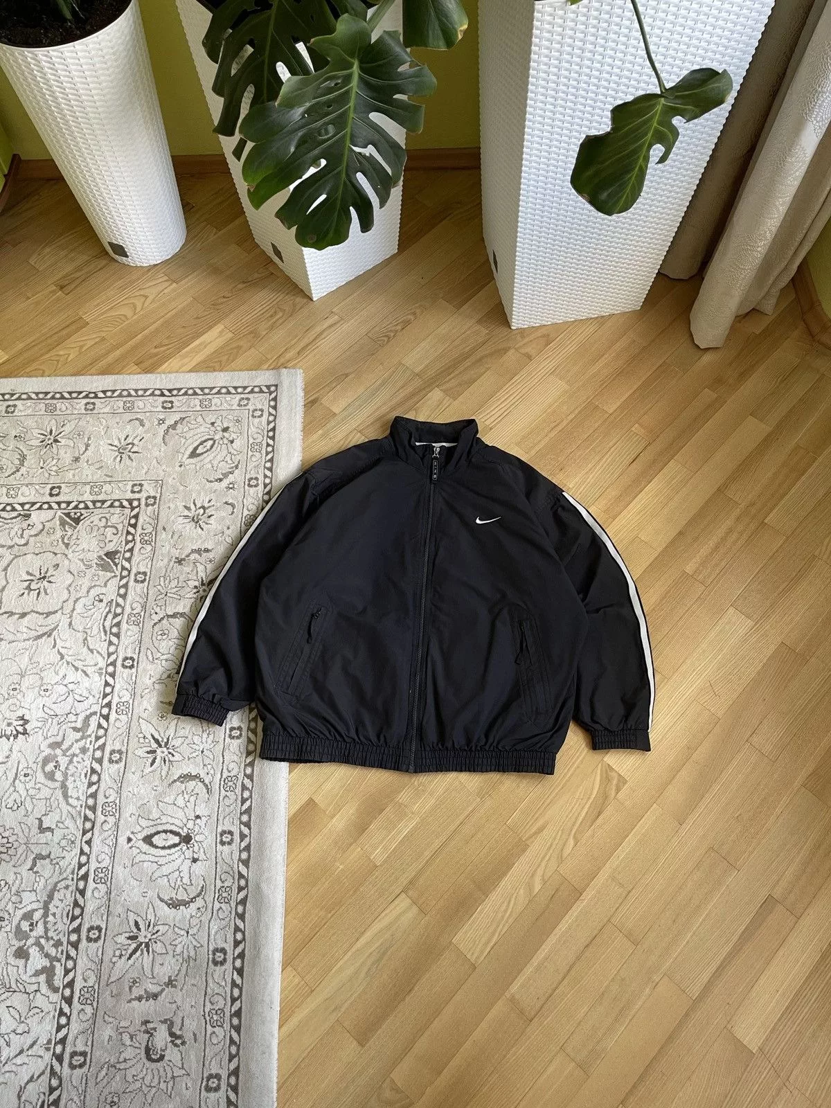 Nike Bombers Nike × Vintage Vintage 90s Nike Drill Light Jacket Black Streetwear