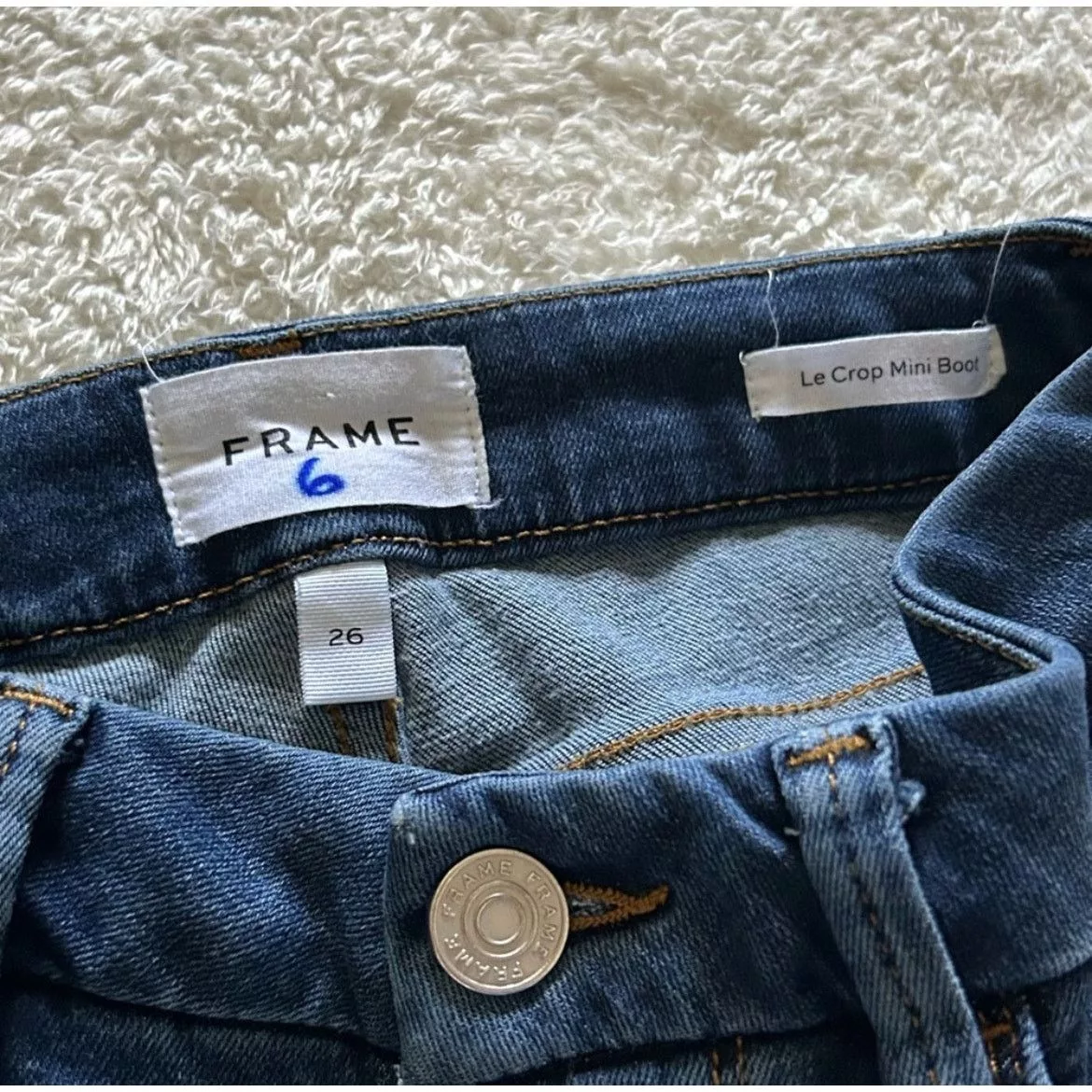 Frame Jeans FRAME Le Crop Mini Boot Dark Blue Jean Size 26