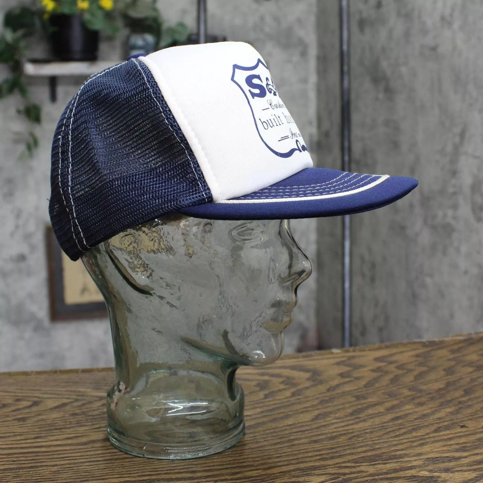 Designer Hats Designer S&A Custom Built Homes Vintage Trucker Hat Blue / White OS