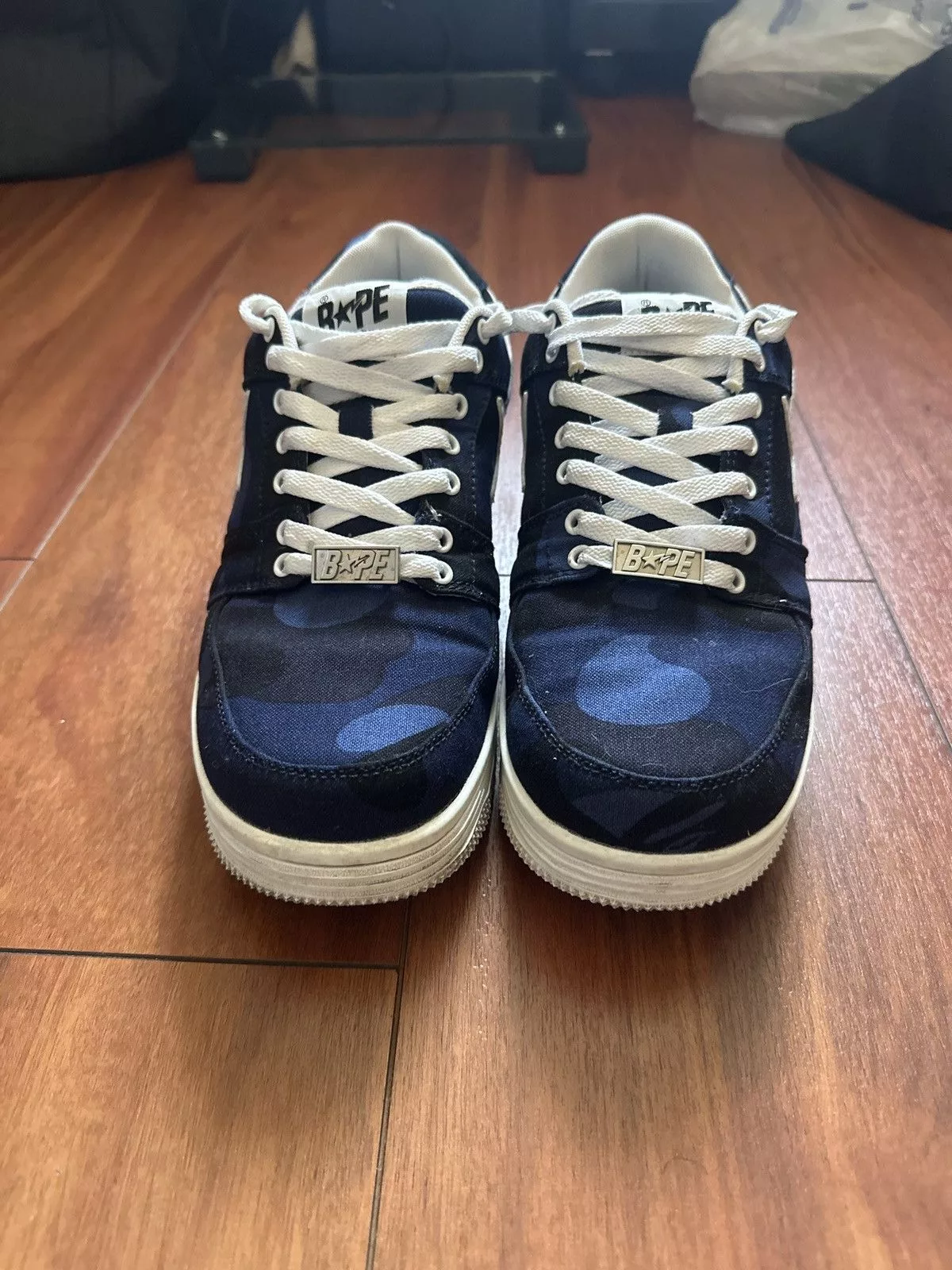Bape Low Top Sneakers Color Camo Bapesta Blue