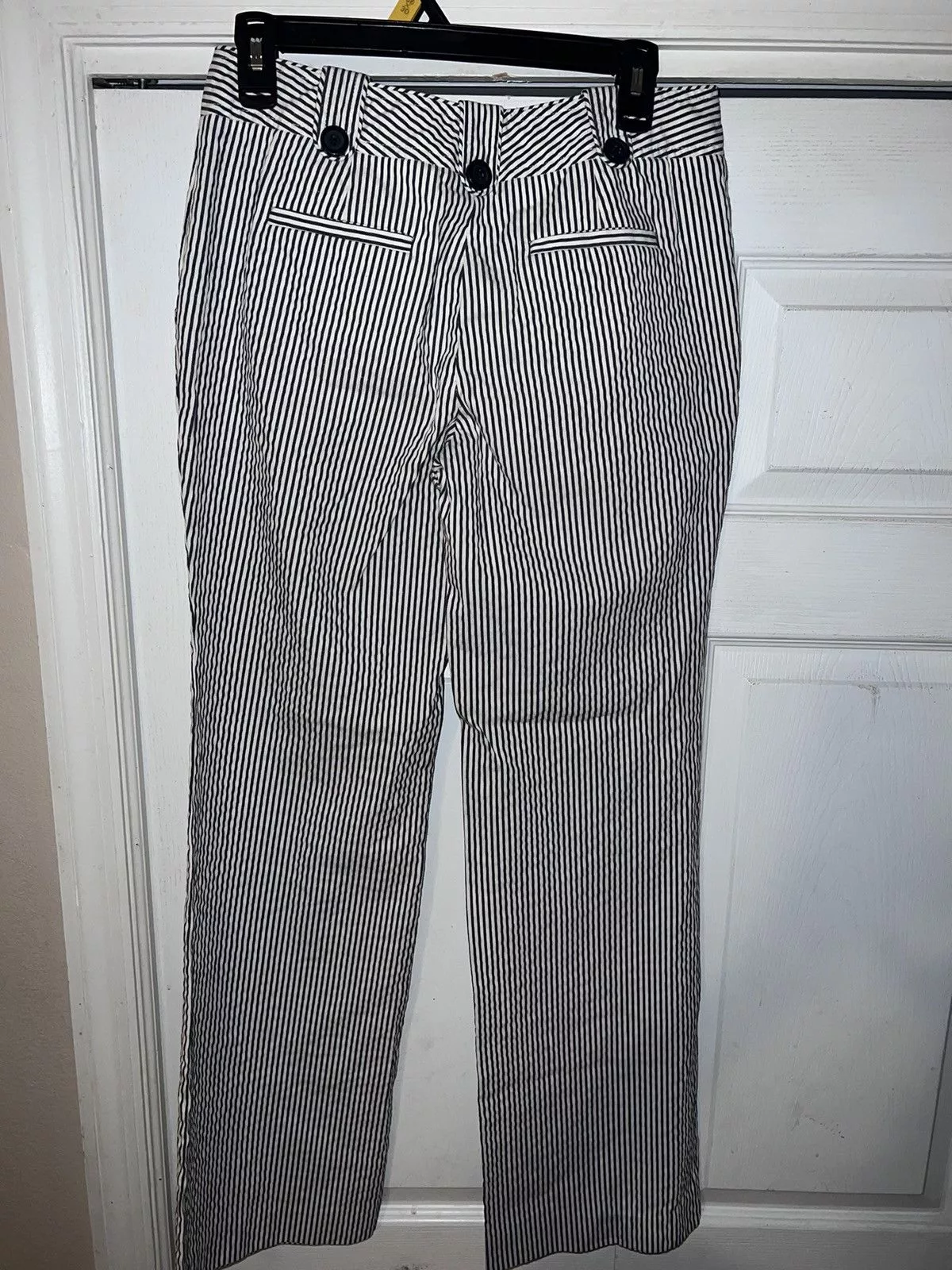 Tory Burch Pants Tory Burch White and Navy Blue Stripe Pants