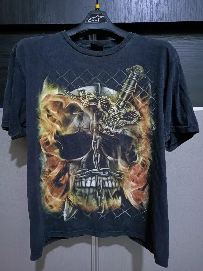 Public Enemy Short Sleeve T Shirts Public Enemy × Rap Tees × Vintage Flame skull public enemy shirt Black