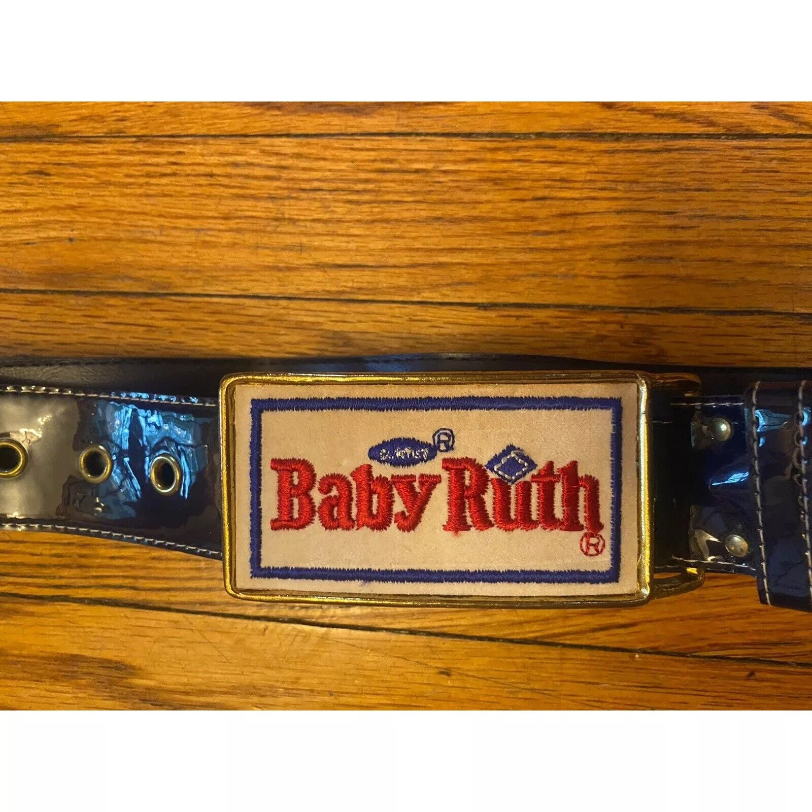 Other Belts Other Vintage Curtis Baby Ruth Candy Bar Belt Buckle Patch Blue