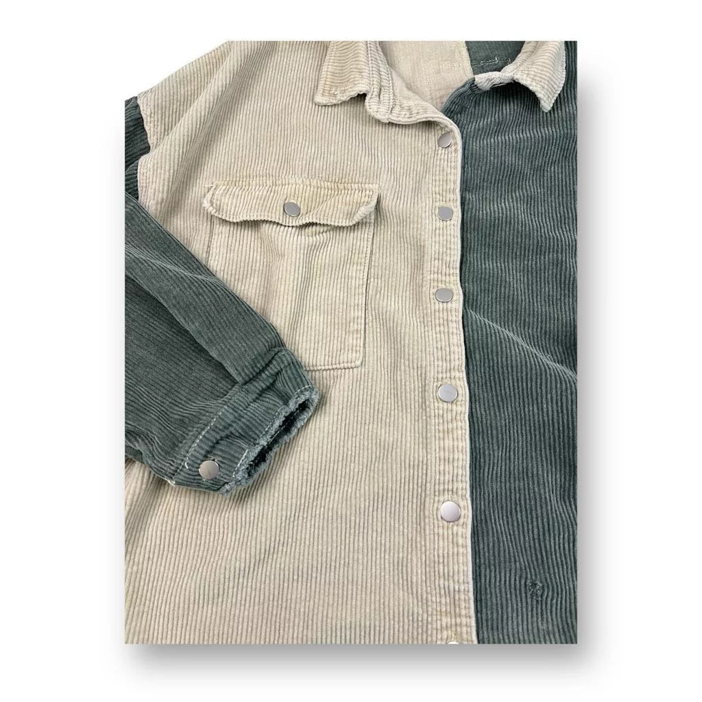 Other Button Ups Other POL Distressed Oversized Corduroy Shacket Size Large Green