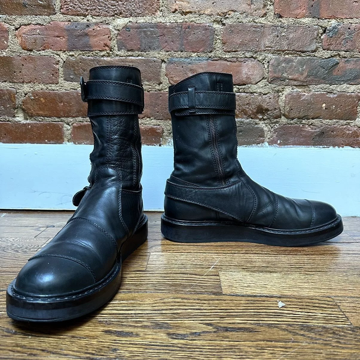 Ann Demeulemeester Boots Ann Demeulemeester Black Leather Space Motorcycle Boots