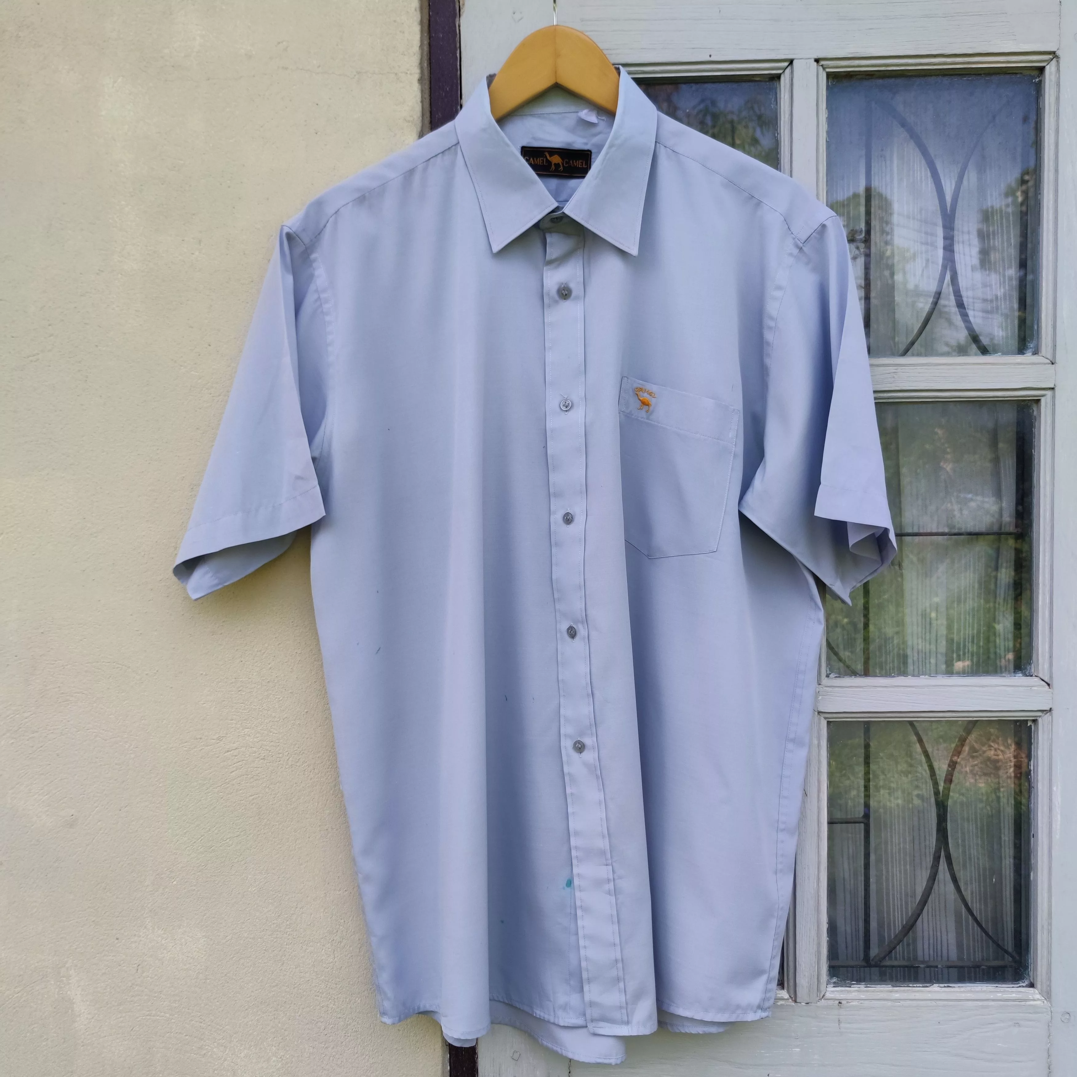 Camel Shirts Button Ups Camel × Vintage Vintage Camel Camel Button Up Short Sleeve Shirt Gray