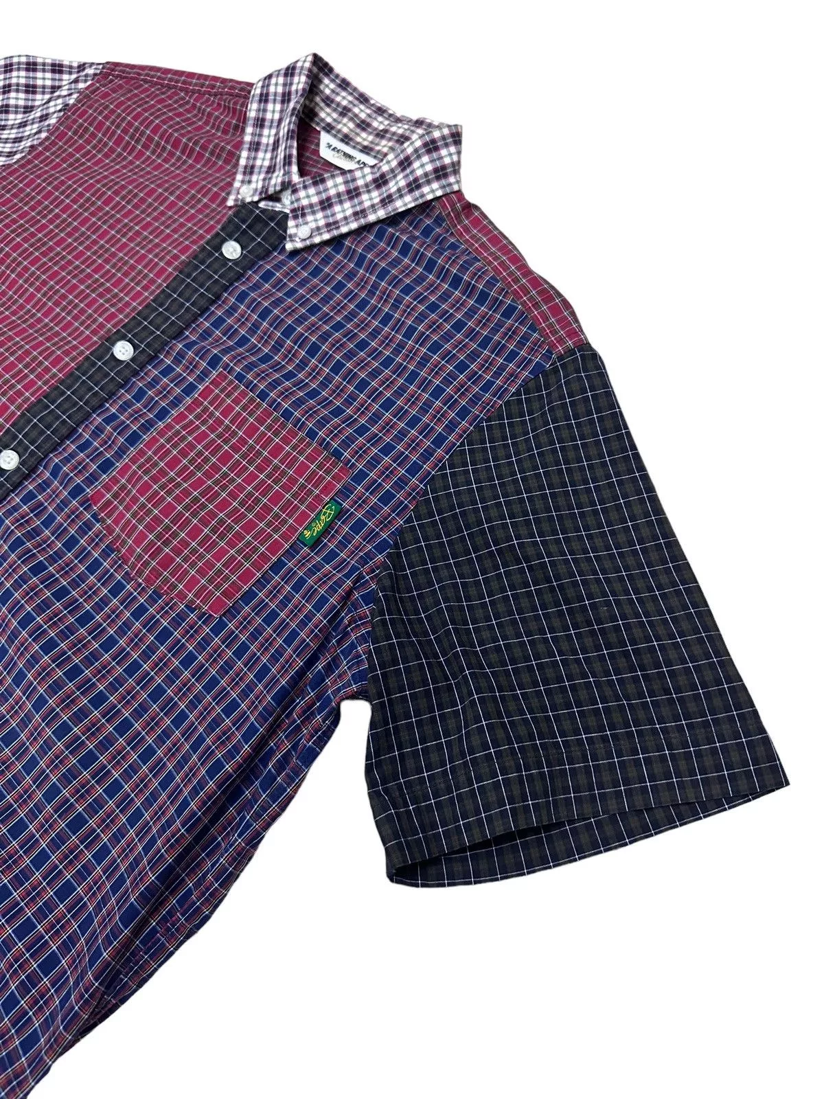Bape Shirts Button Ups Bape Patchwork Button Up Shirt Red