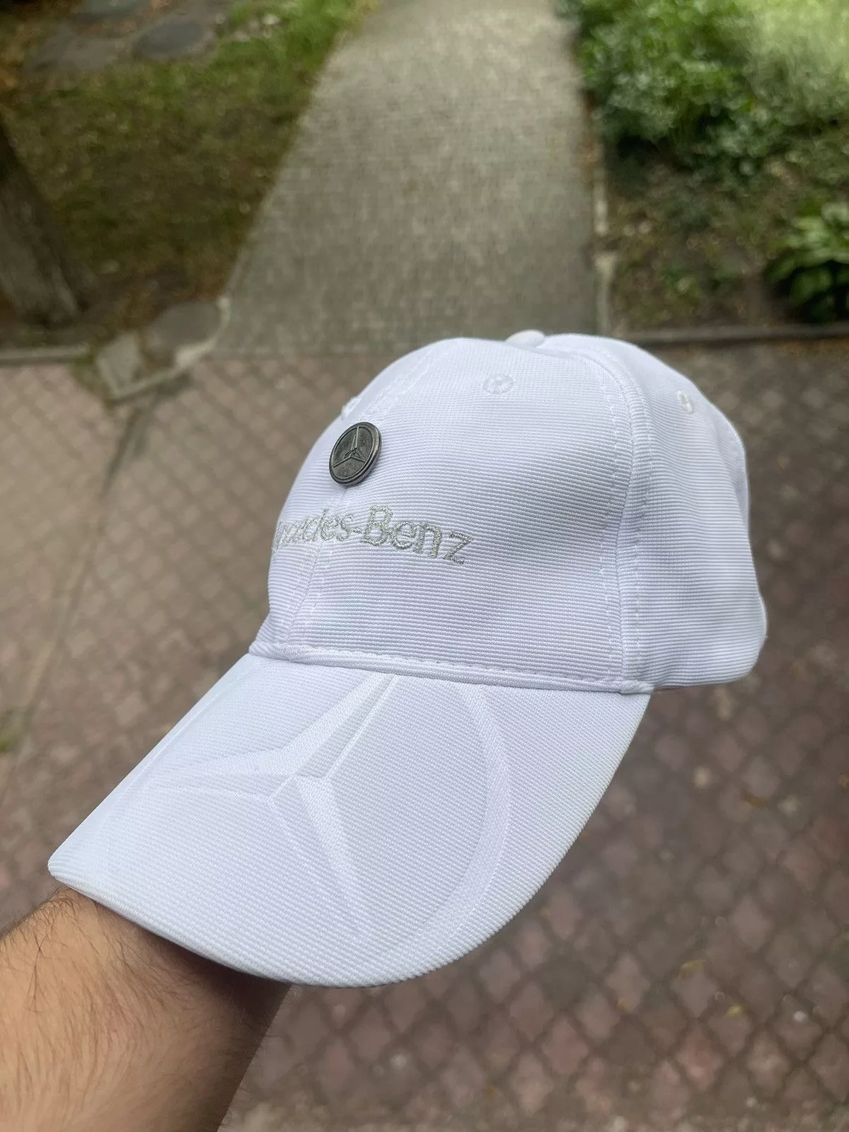 Lil Peep Hats Lil Peep × Mercedes-Benz × Vintage Mercedes Benz white cap big logo hat
