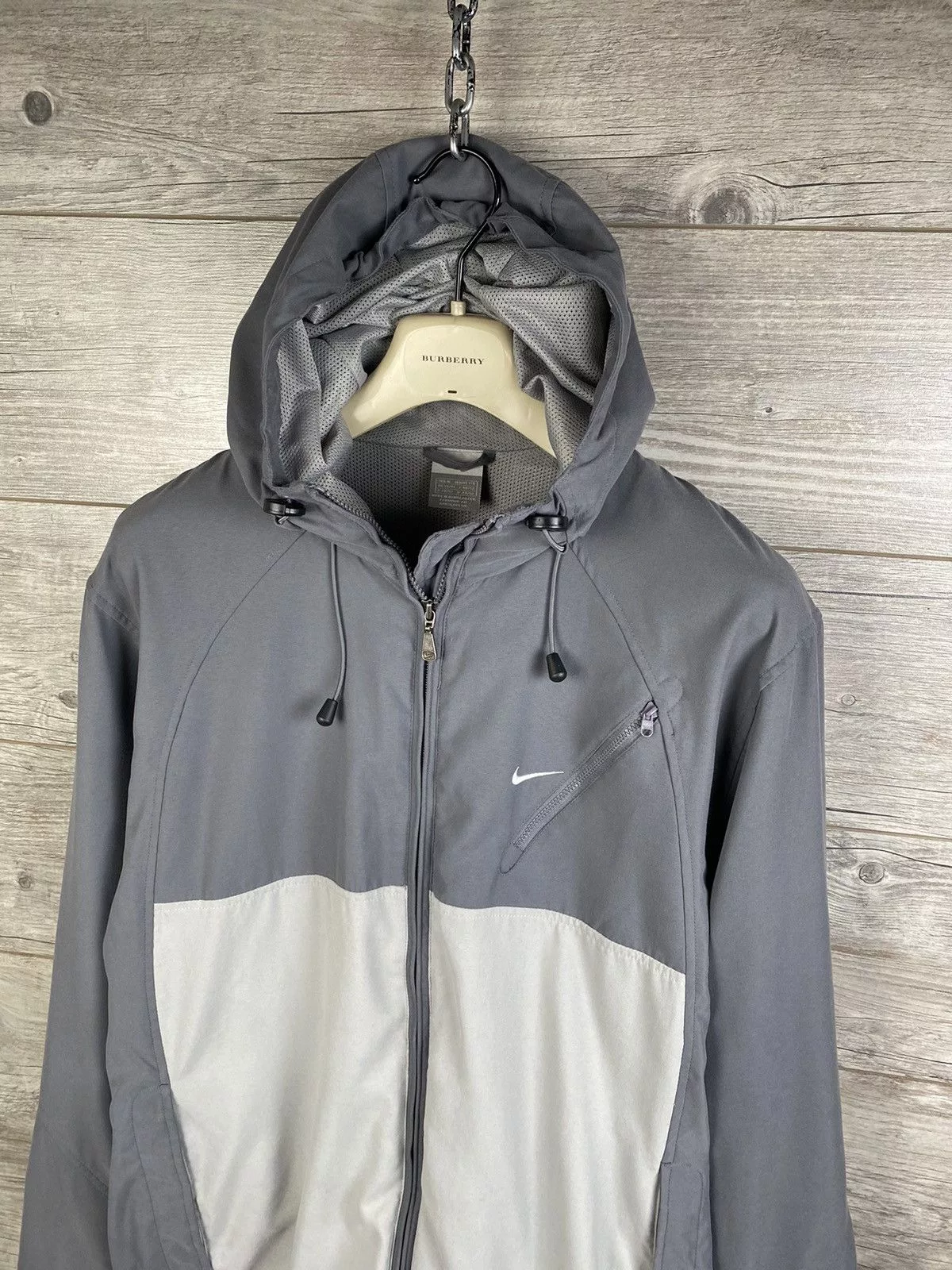 Nike Light Jackets Nike × Vintage Vintage Nike windbreaker with drawstring Y2K Gorpcore style Gray Streetwear