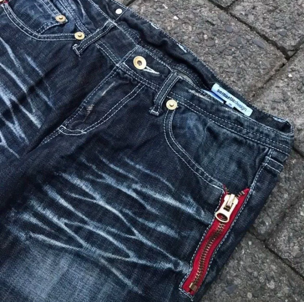 semanticdesign Denim semanticdesign Semantic Design Faded Flare Denim Pants Blue