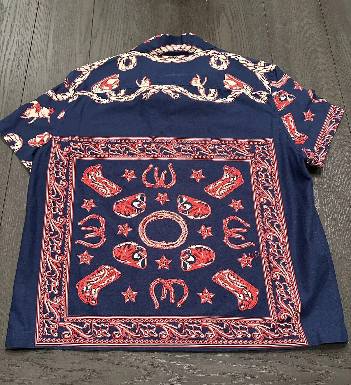 Bode Shirts Button Ups Bode Western Cowboy Themed Button up Blue